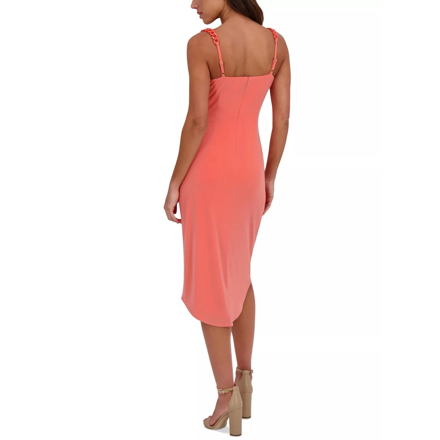 Siena Women's Chain-Trim Bodycon Dress - Coral, Size 14, MSRP: 118$