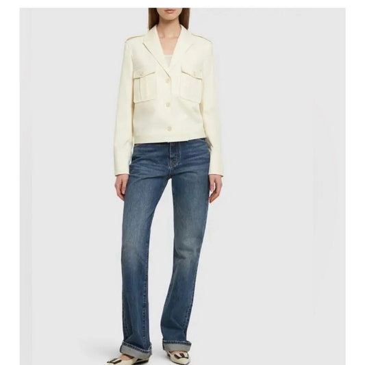 Theory Women's Boxy Military Jacket, Ivory size 6=12 retail $595.00, NWT
