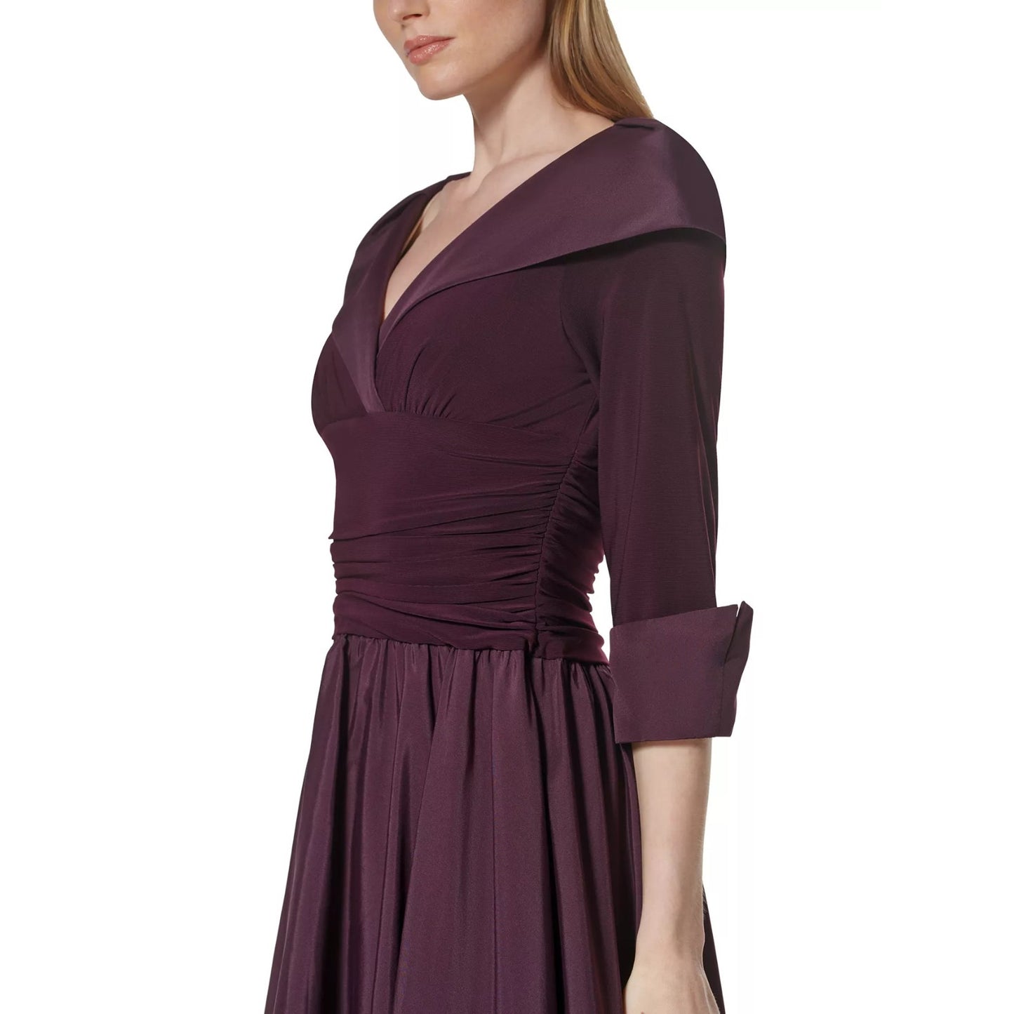 Jessica Howard Womens Purple 3/4-Sleeve Fit & Flare Dress Petite Size 4P