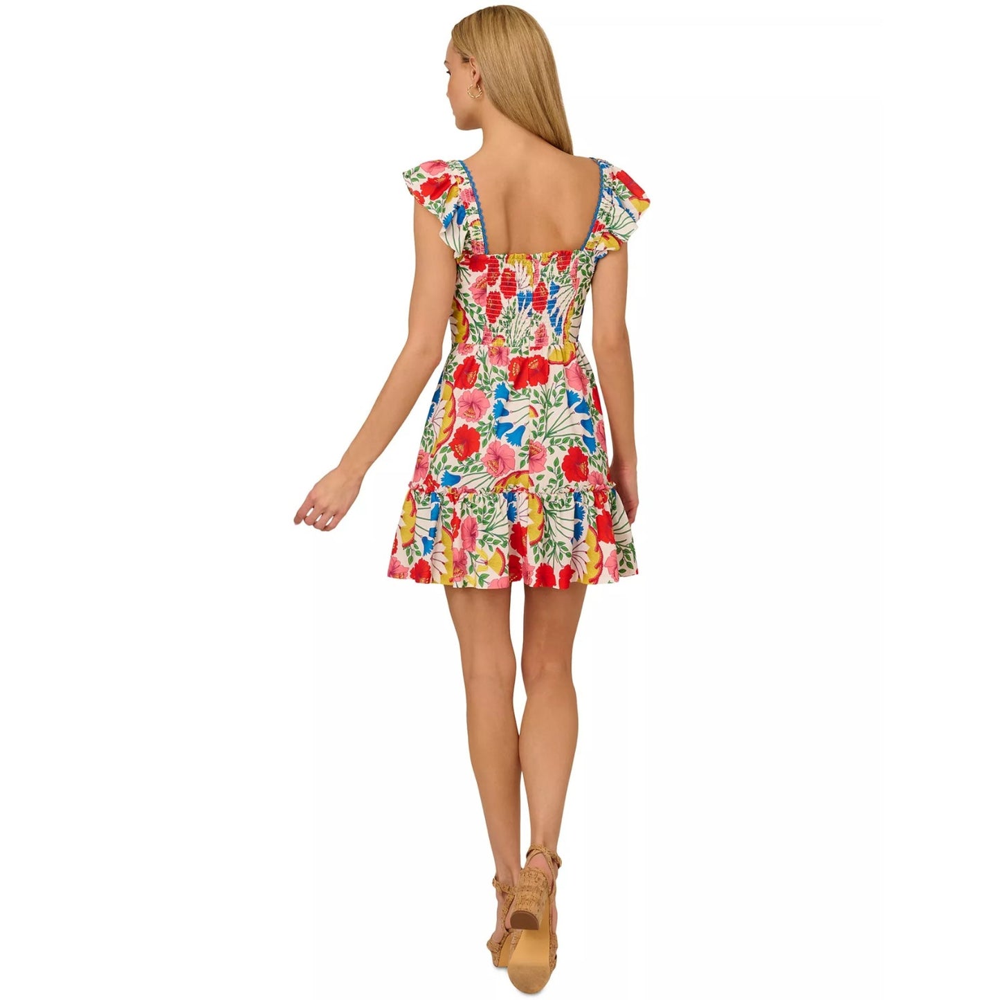 ADRIANNA PAPELL Women's Flutter Sleeveless Short Dress Size 6, MSRP: 139$