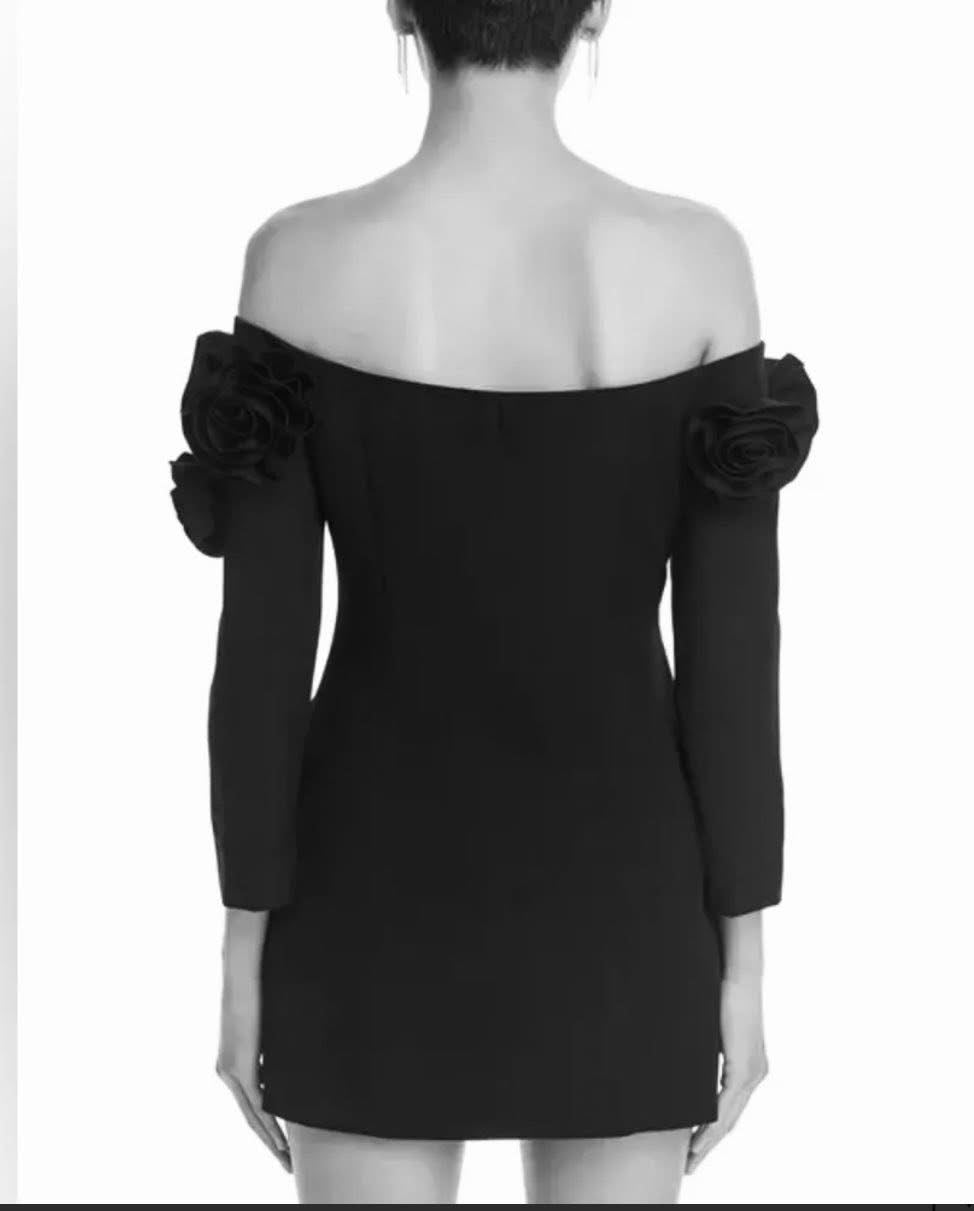 Lucy Paris Off The Shoulder Rosette Mini Dress Black Size XS