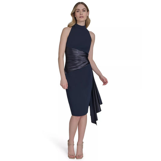 Eliza J Women's Waist-Wrap Scuba Sleeveless MIDI Dress - Navy-8, MSRP: 168 $