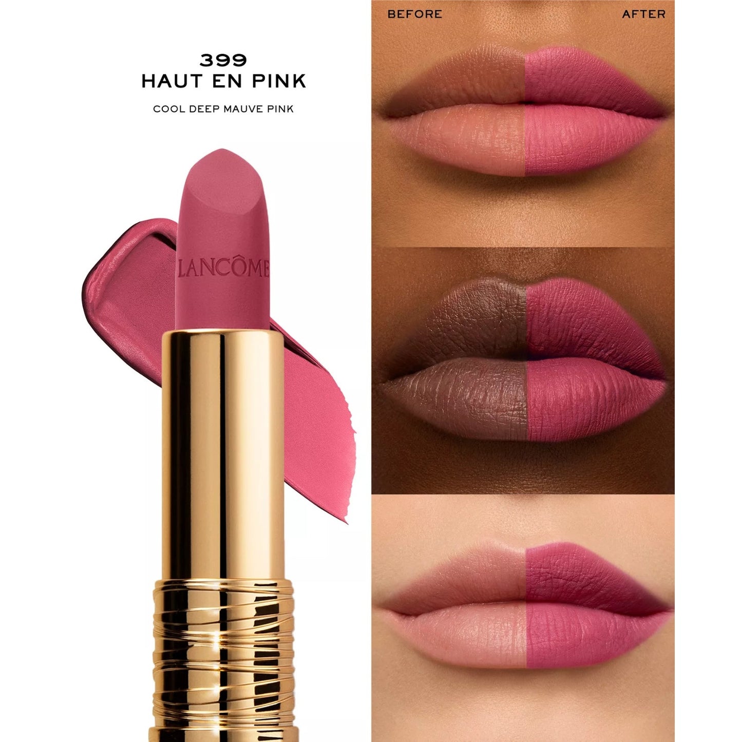 Lancome L'Absolu Rouge Drama Matte Mattifying Lipstick Color 399 - Haut en Pink