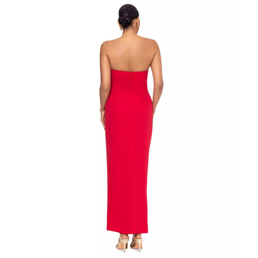Betsy & Adam Red Strapless Scuba Crepe Gown Size14, MSRP: 249$