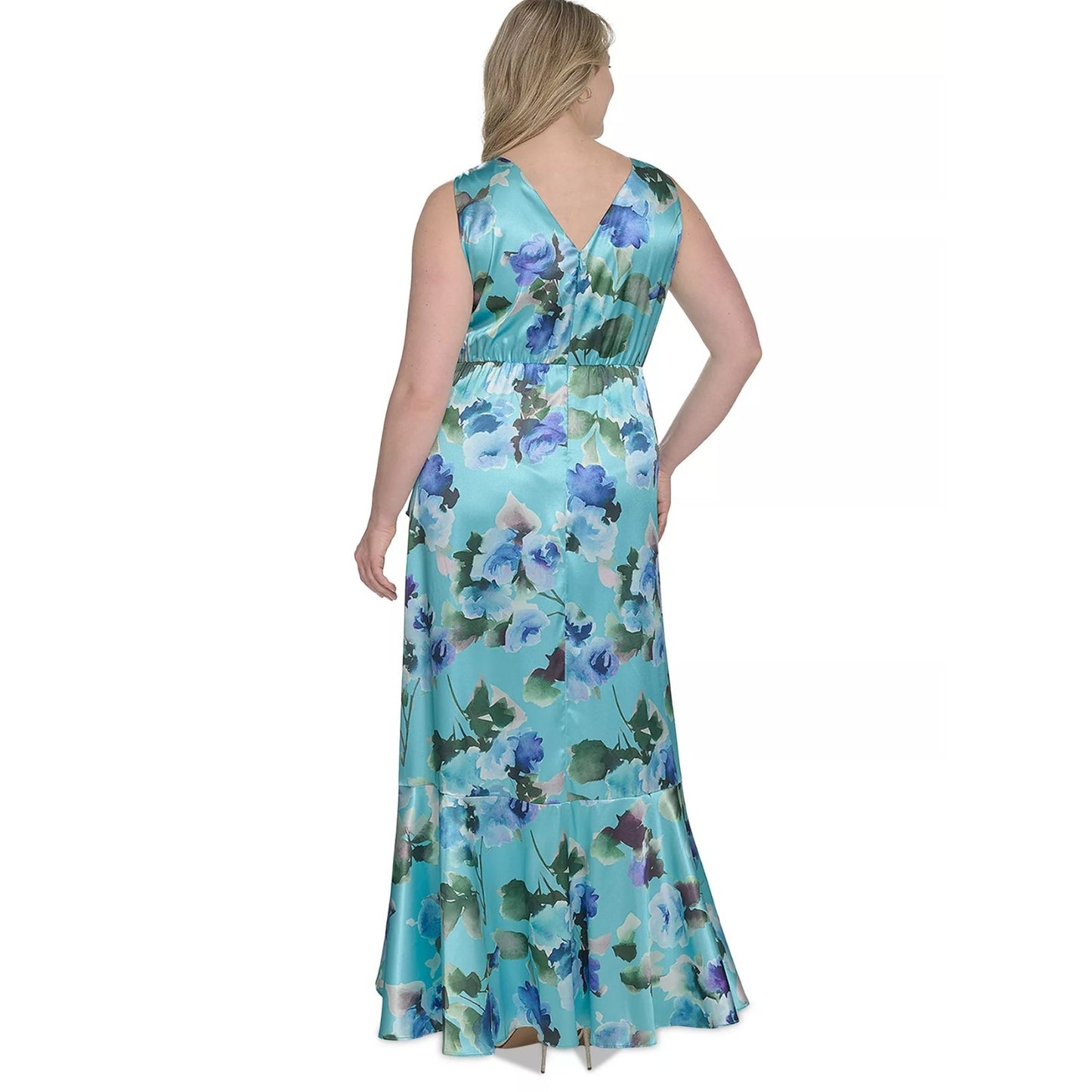Eliza J Plus Size Printed Satin High-Low MIDI Dress, Size 20W, MSRP: 208$