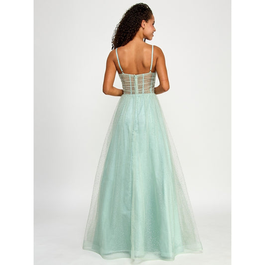 B Darlin Juniors' Glitter Mesh Corset Ball Gown Size 11/12, MSRP: 249$