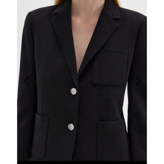 Theory Women's Shrunken Patch Pocket Blazer,admiral crepe, 100% Silk, Size 2 NWT