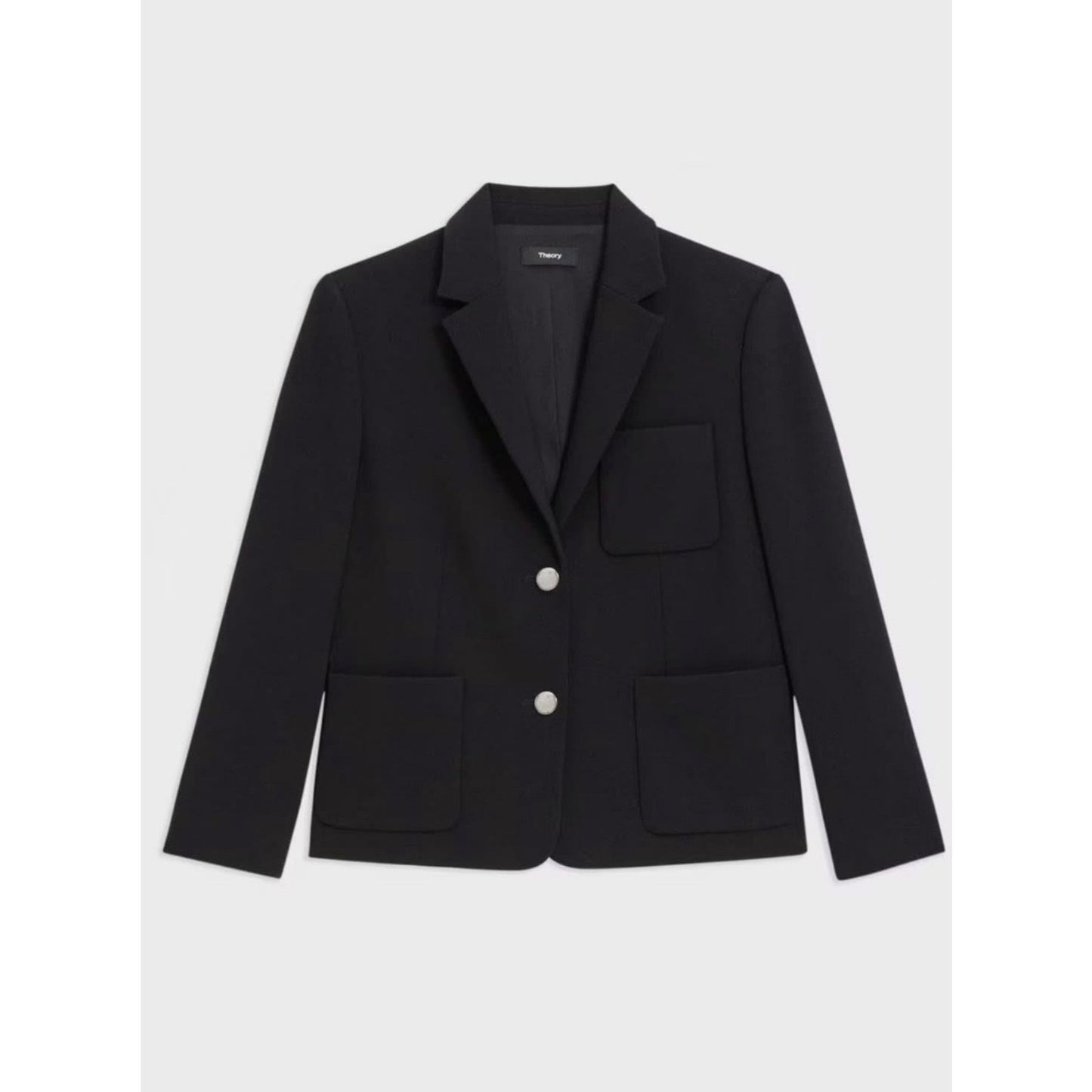 Theory Women's Shrunken Patch Pocket Blazer,admiral crepe, 100% Silk, Size 2 NWT