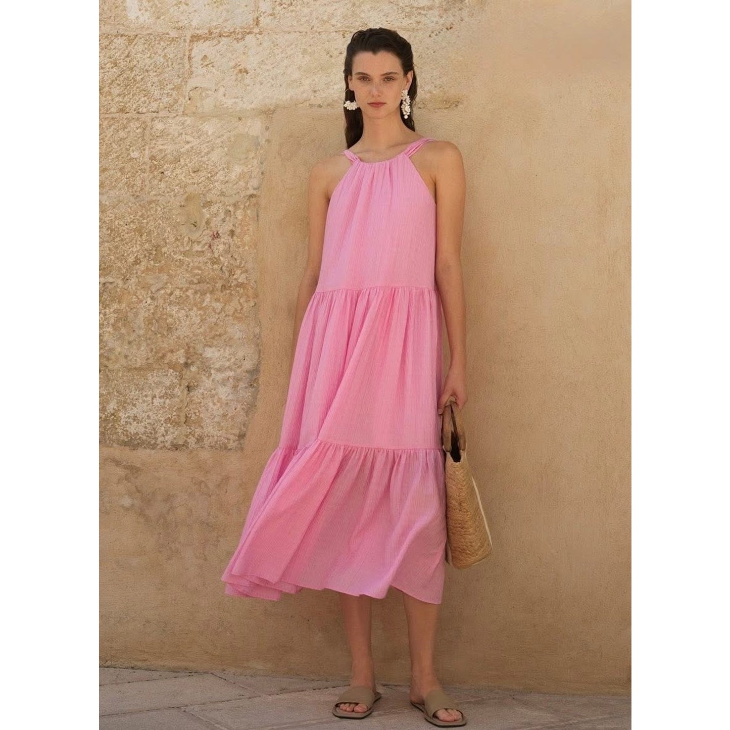 French Connection French Connection Womens Aleska Tiered Crinkled Sundress