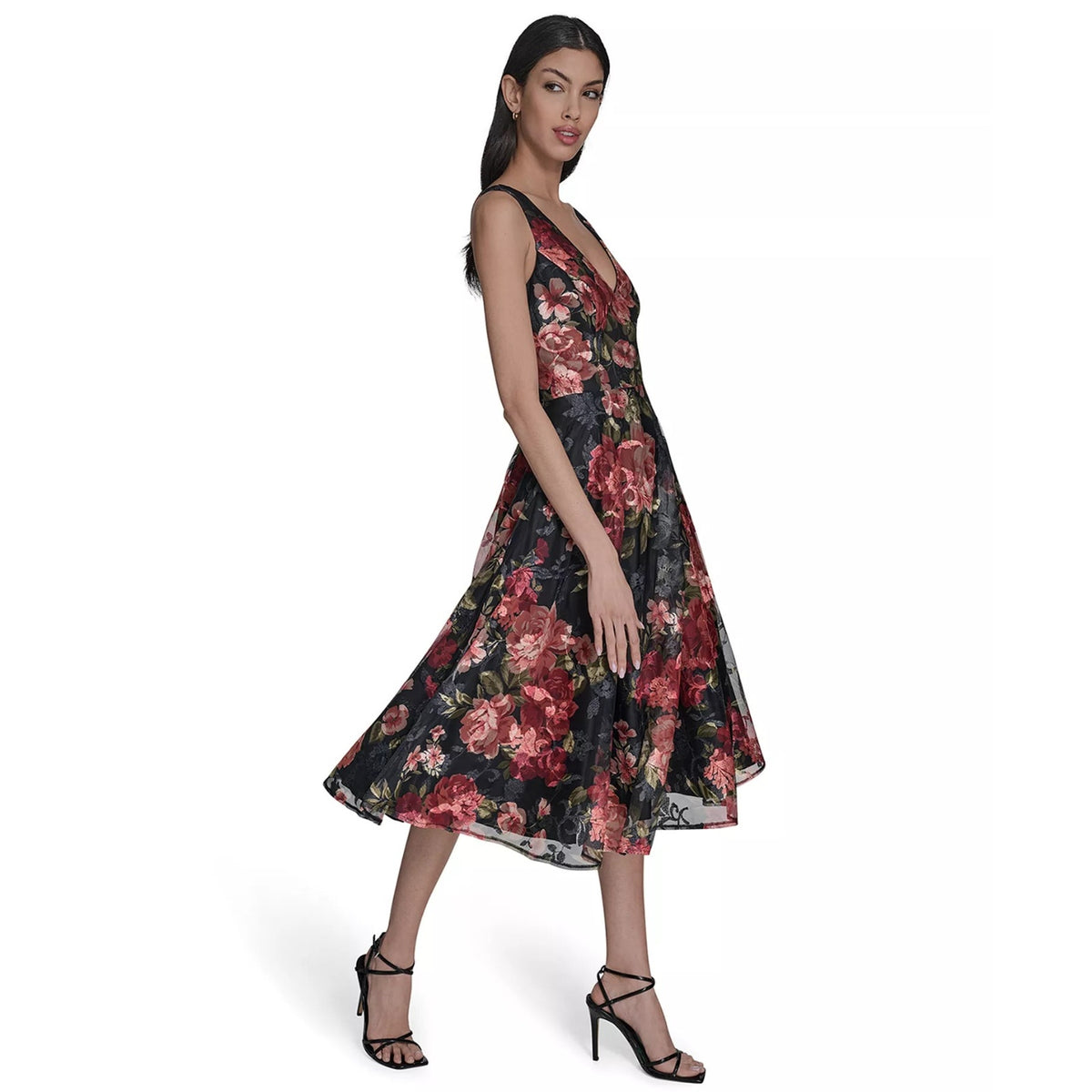 Eliza J Embroidered Floral Midi Dress Romantic Wedding Garden, 18W, MSRP: 288$