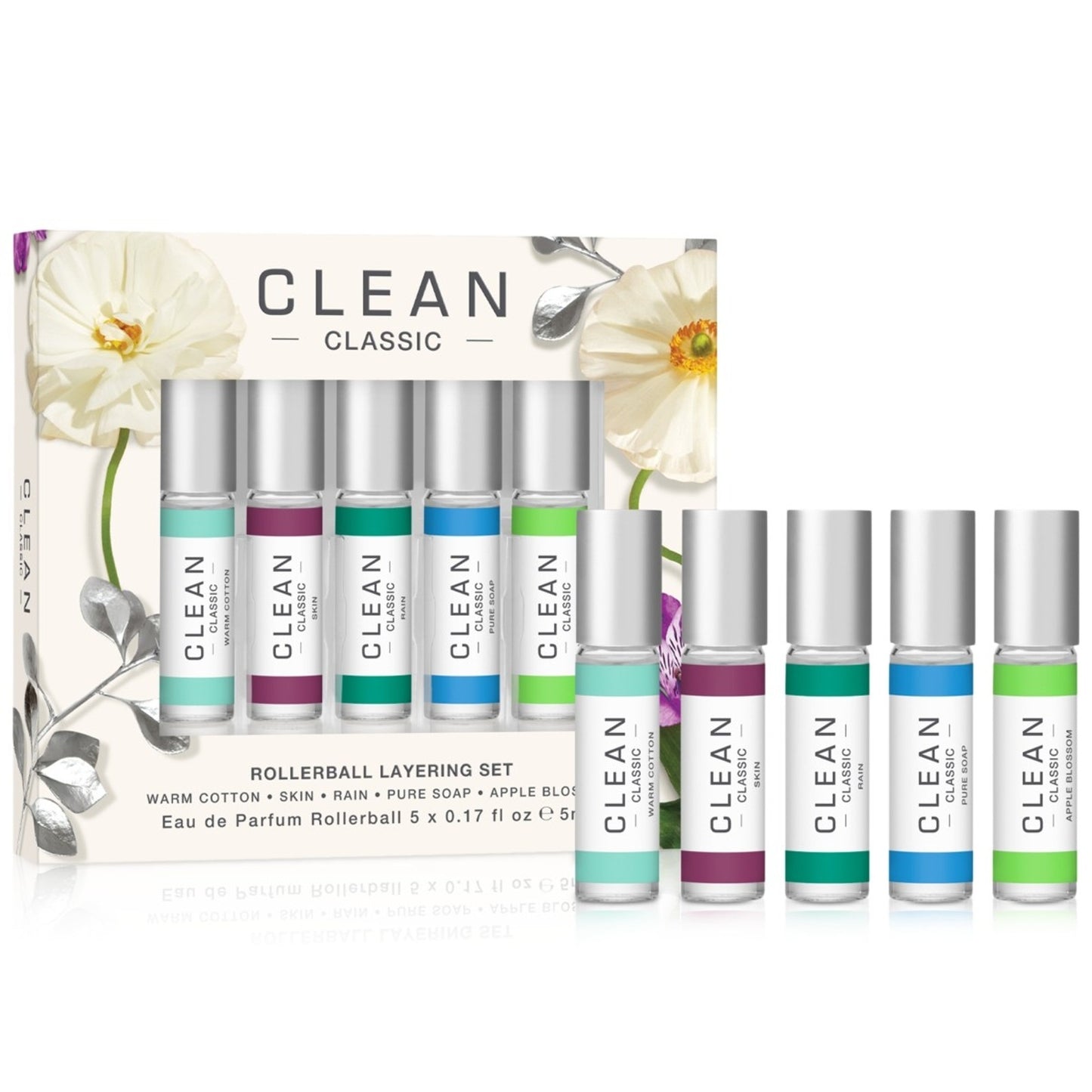 5-Piece Clean Classic Rollerball Eau de Parfum Layering Set Gift Box Collection