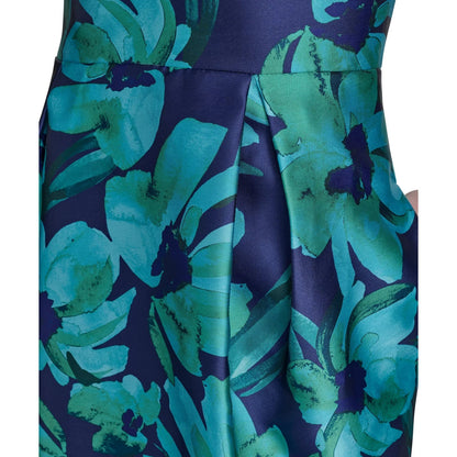 Eliza J Women's Jacquard Floral Green pockets Sleeveless Dress Size 2, MSRP:159$