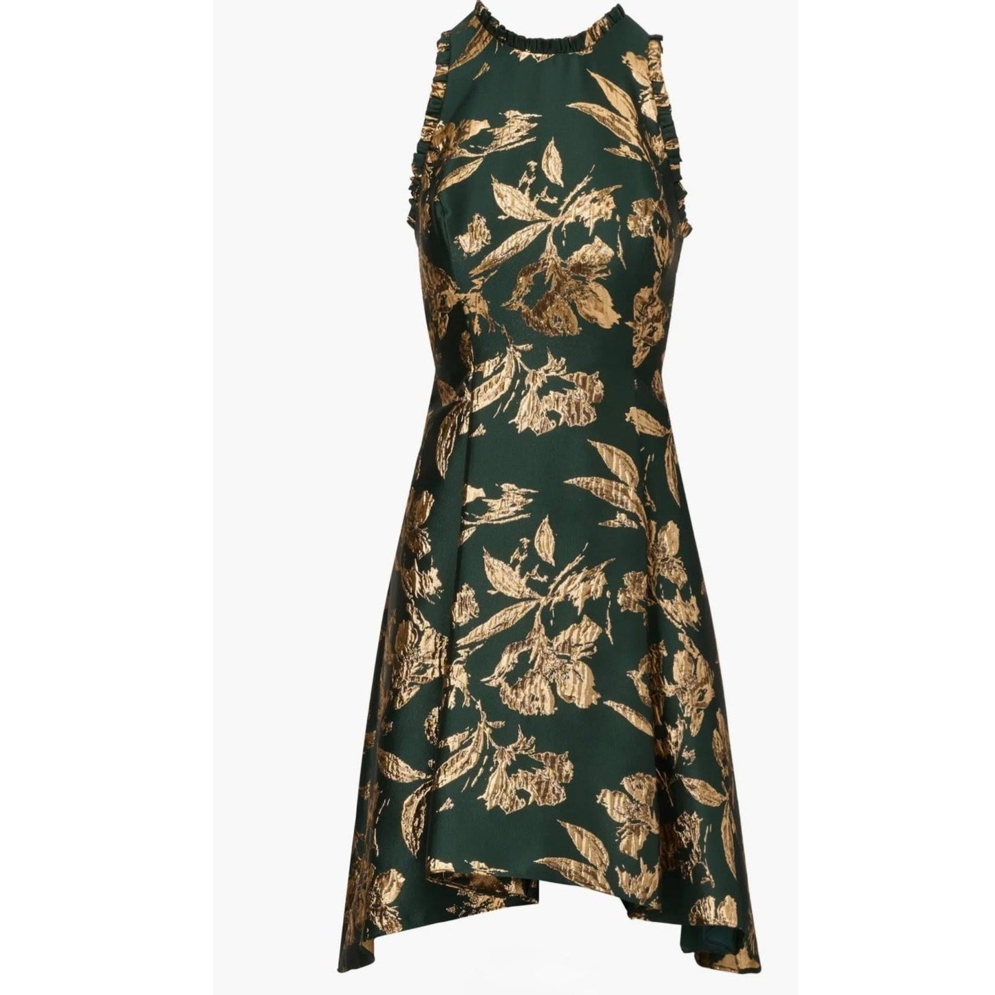 Adrianna Papell Women Ruffled Metallic Jacquard Dress, Hunter, sz 16, MSRP: 179$