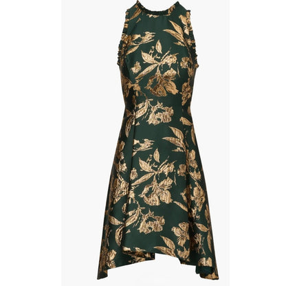 Adrianna Papell Women Ruffled Metallic Jacquard Dress, Hunter, sz 16, MSRP: 179$