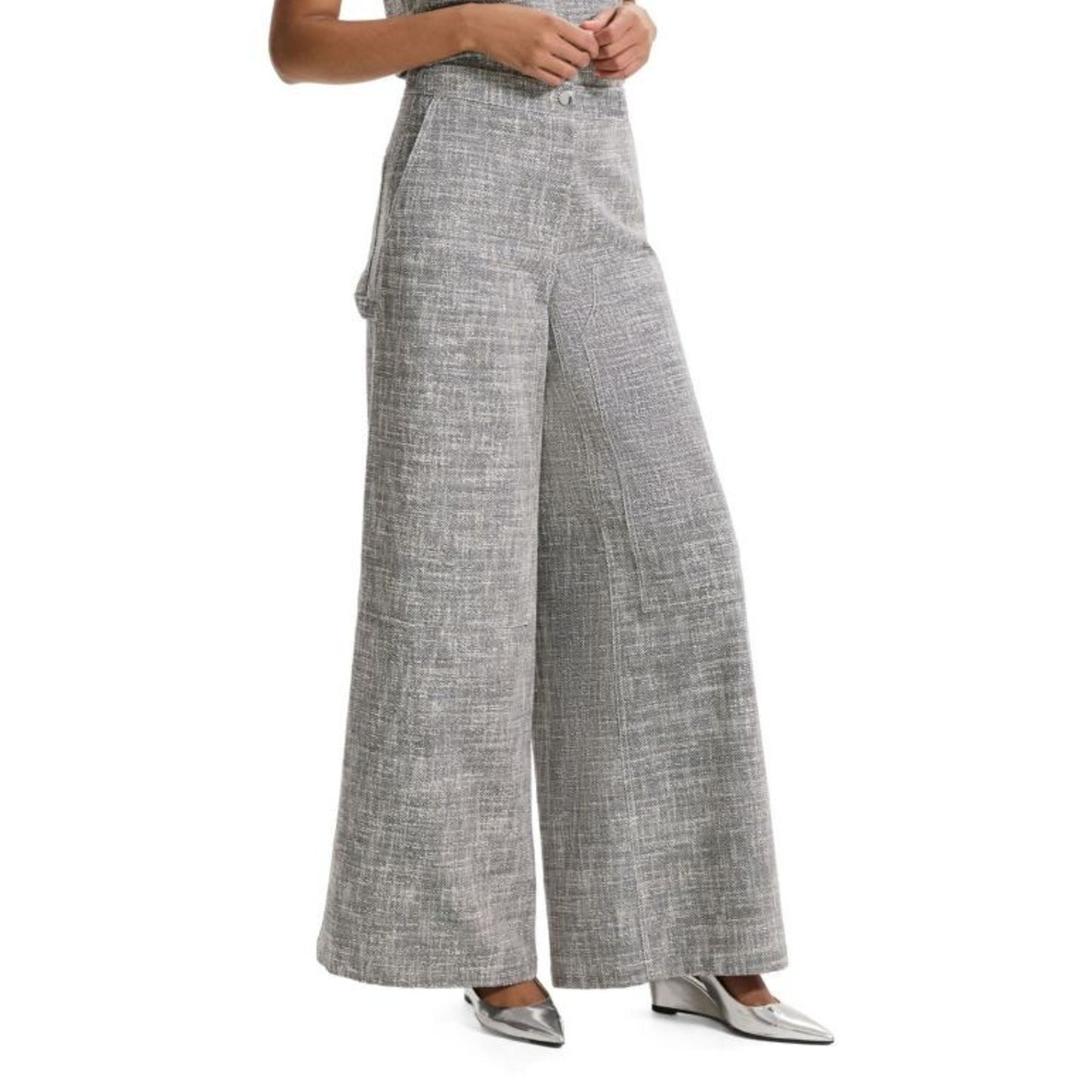 Theory Women's Heathered Wide-Leg Pant - Black Multi - Size 14, MSRP: 395$
