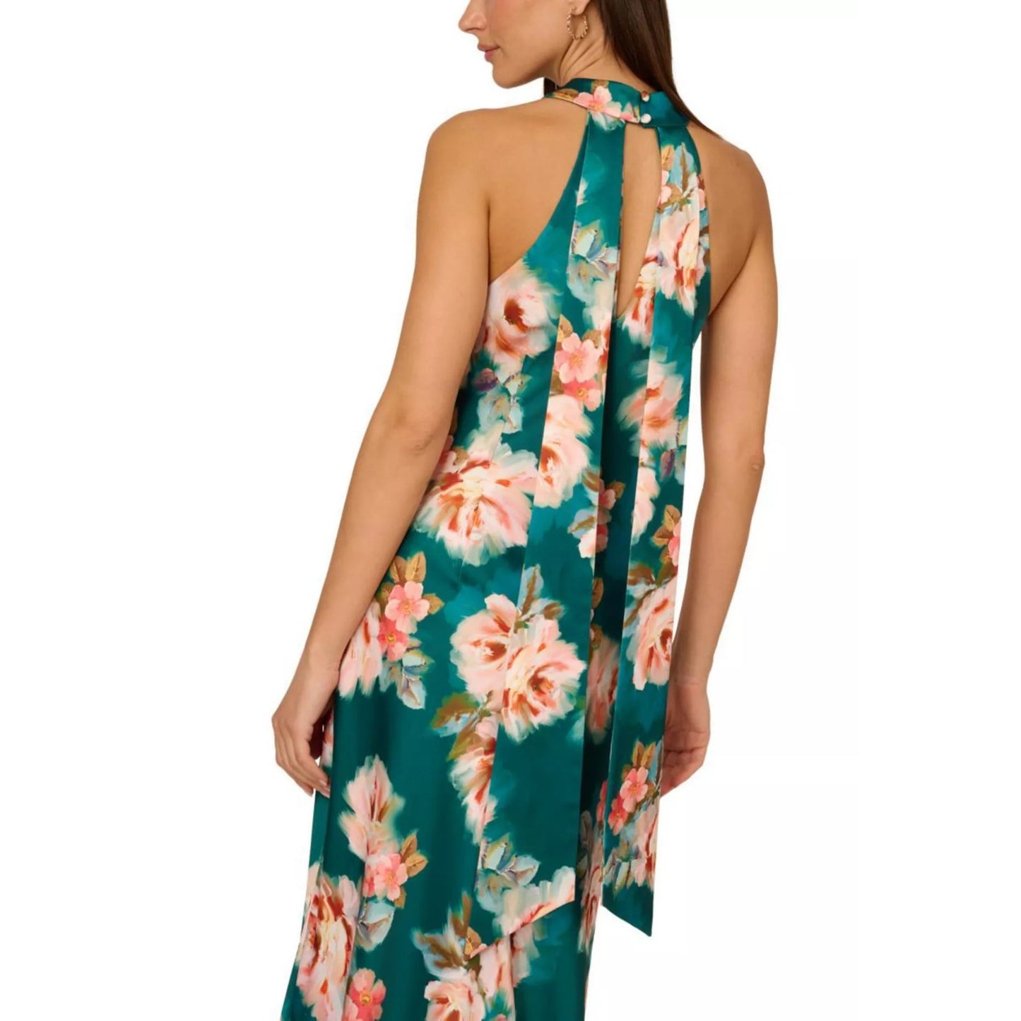 Adrianna Women's Sleeveless Halter Gown - Teal Multi, Size 12, MSRP: 245$