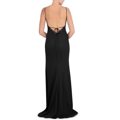 BCBGMAXAZRIA Womens Lace Trim Open Back Formal Evening Dress Gown, Size 8. NWT