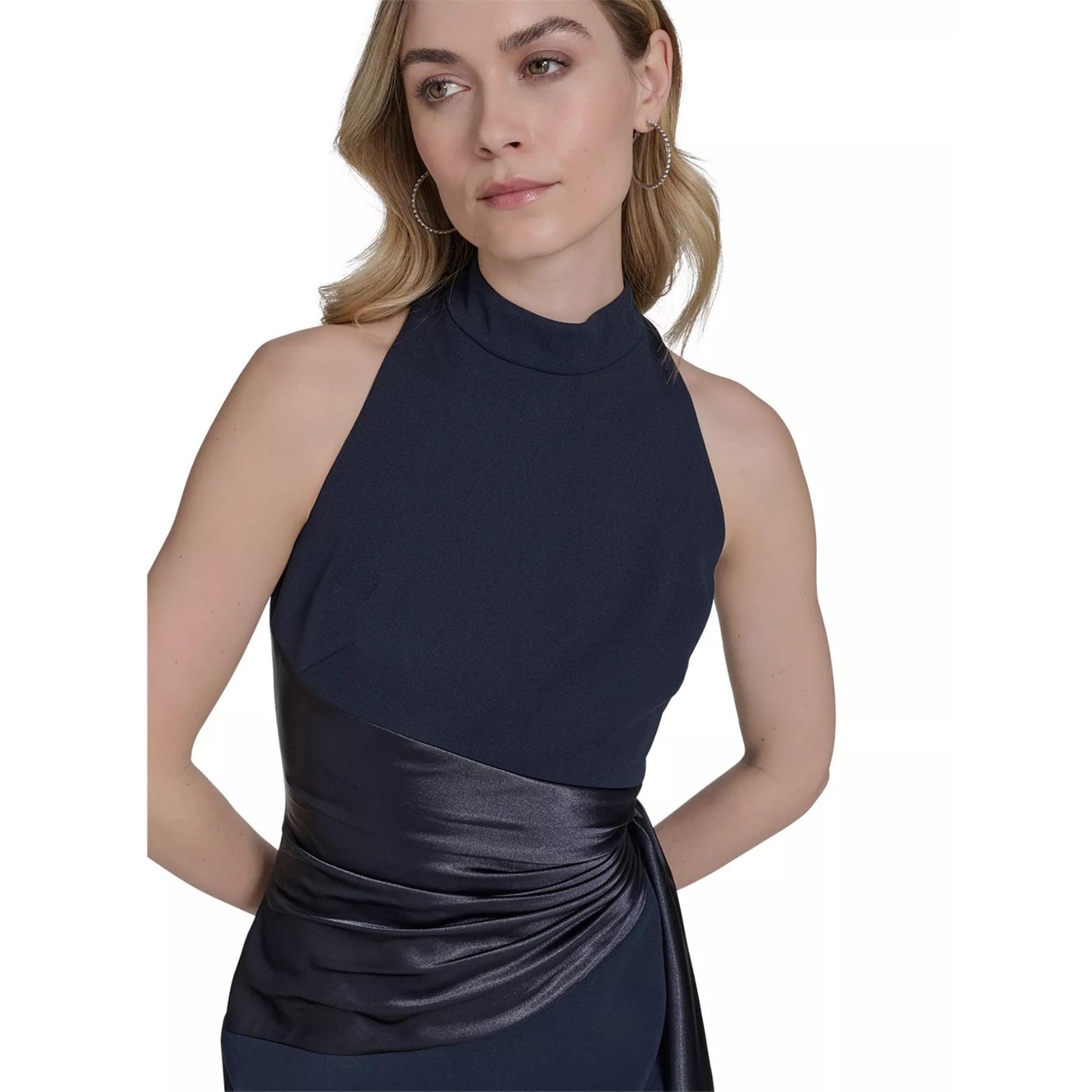 Eliza J Women's Waist-Wrap Scuba Sleeveless MIDI Dress - Navy-8, MSRP: 168 $