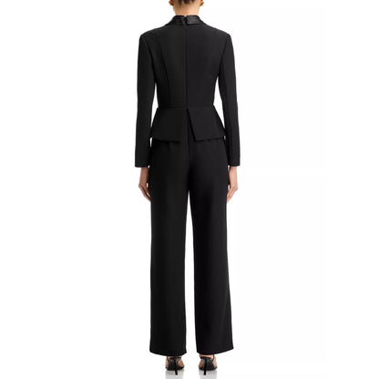 Aidan Mattox Women's Black Bow Trim Jumpsuit Size 12, MSRP; 295$