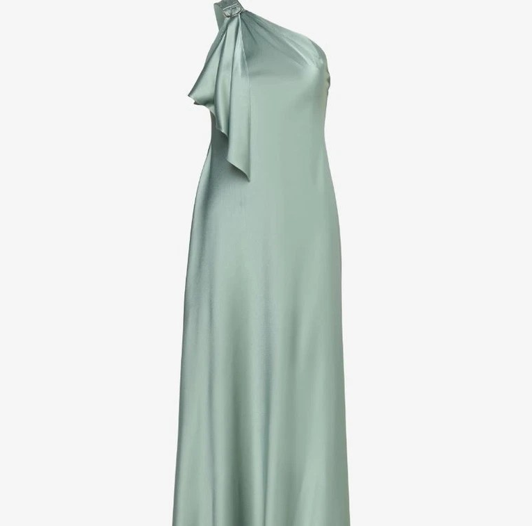 Lauren Ralph Lauren Women's Satin Charmeuse One Shoulder Gown Dress, Soft, 4&16