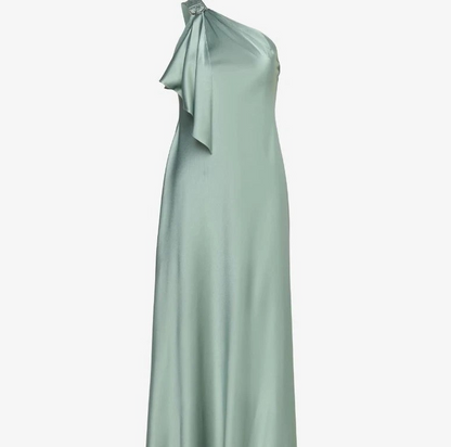 Lauren Ralph Lauren Women's Satin Charmeuse One Shoulder Gown Dress, Soft, 4&16