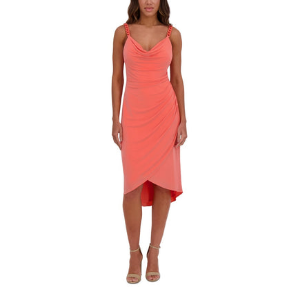 Siena Women's Chain-Trim Bodycon Dress - Coral, Size 14, MSRP: 118$