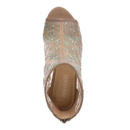 Thalia Sodi Women's Shay Embellished Stiletto Heel Shooties Beige Size 10.5
