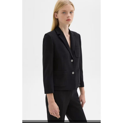 Theory Women's Shrunken Patch Pocket Blazer,admiral crepe, 100% Silk, Size 2 NWT