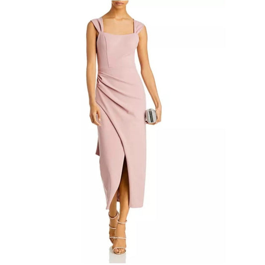 Aqua Womens Pink Ruched Pull Through Formal Midi Dress 10, New with Tags