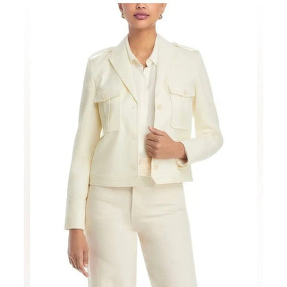 Theory Women's Boxy Military Jacket, Ivory size 6=12 retail $595.00, NWT