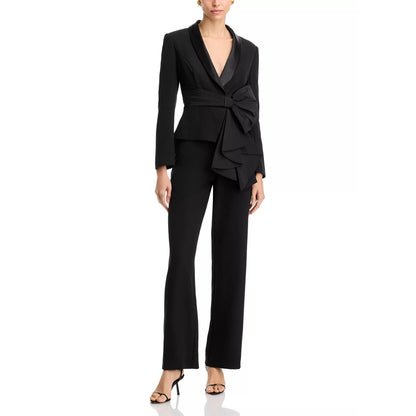 Aidan Mattox Women's Black Bow Trim Jumpsuit Size 12, MSRP; 295$