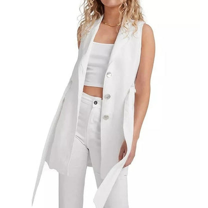 Bella Dahl Women's White Linen Belted Blazer Dress Size L (MSRP $245), Brand New