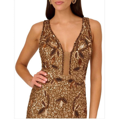 Liv Foster Womens Gold Metallic Mini Cocktail And Party Dress 12, Valued@ 395$
