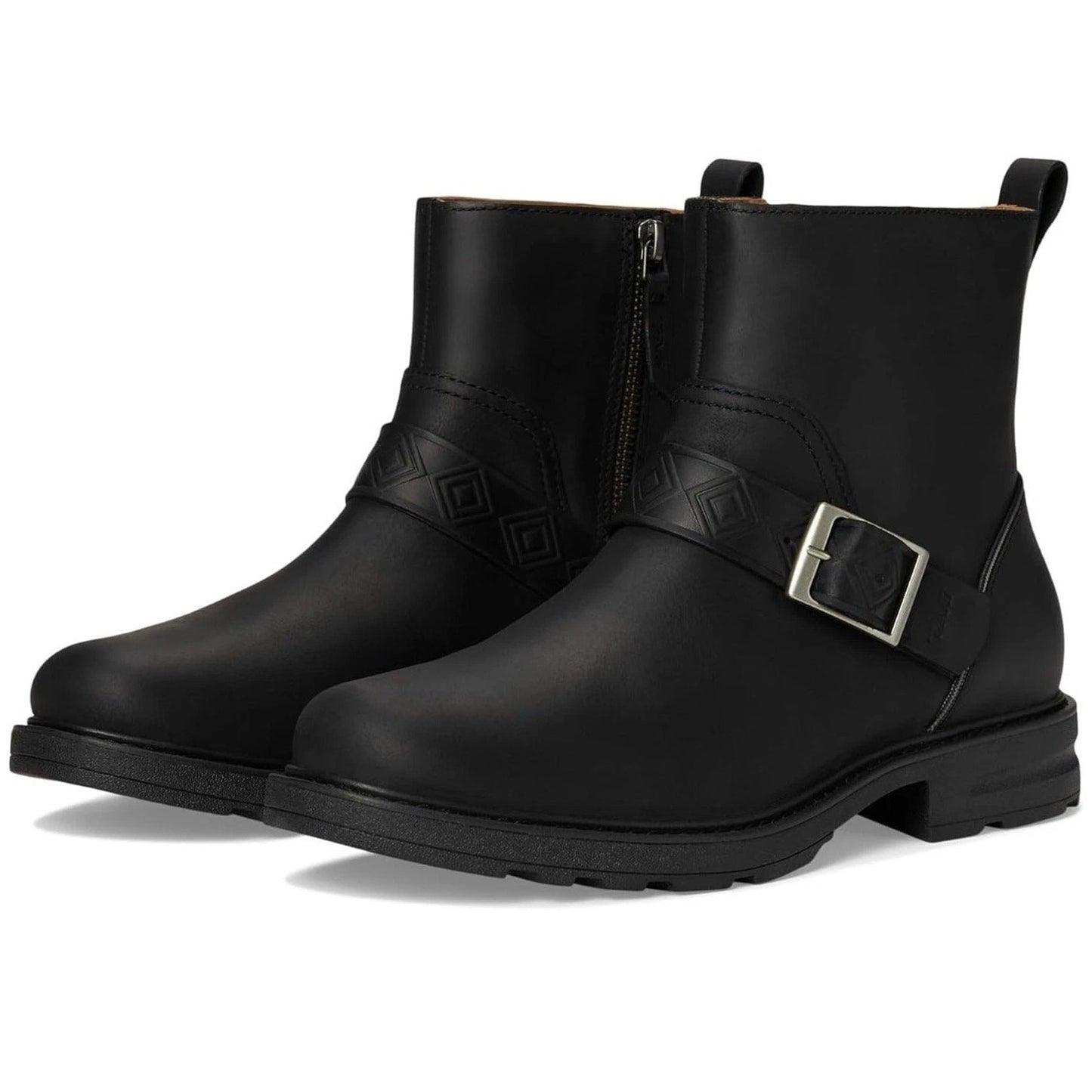 Teva Women Rowena Buckle Block Heel Booties Size US 6 Black Waterproof Leather