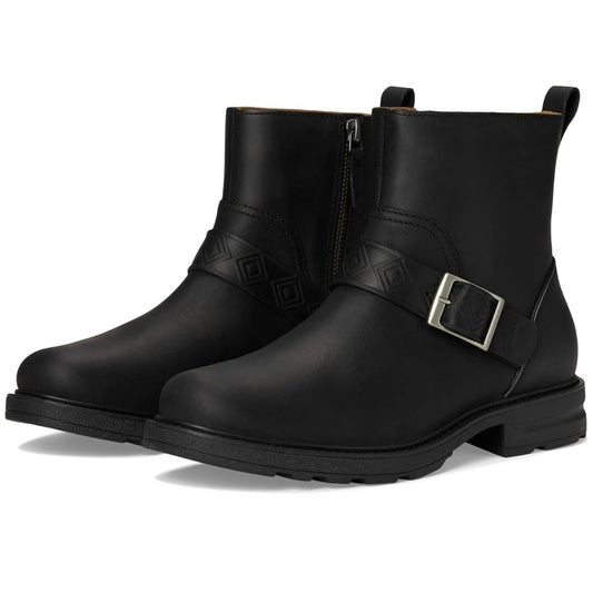 Teva Women Rowena Buckle Block Heel Booties Size US 6 Black Waterproof Leather