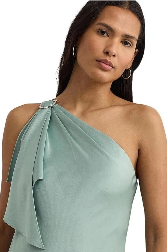 Lauren Ralph Lauren Women's Satin Charmeuse One Shoulder Gown Dress, Soft, 4&16