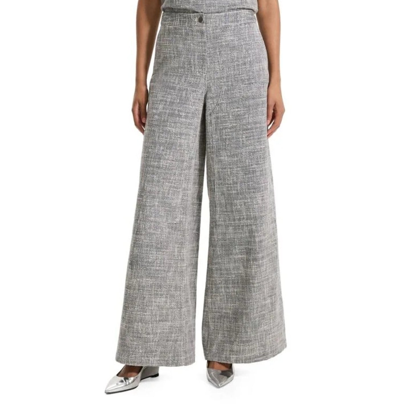 Theory Women's Heathered Wide-Leg Pant - Black Multi - Size 14, MSRP: 395$
