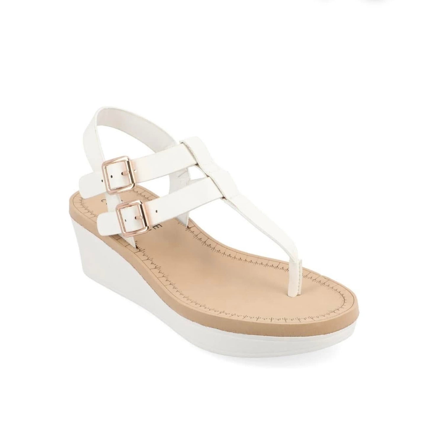 Journee Collection Womens Size 7.5 Bianca Double Buckle Platform Sandals $59