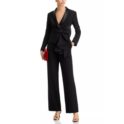 Aidan Mattox Women's Black Bow Trim Jumpsuit Size 12, MSRP; 295$
