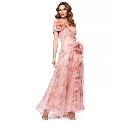 Betsy & Adam Women's Off-the-Shoulder Floral Organza Ball Gown -Sz 4, MSRP:299$