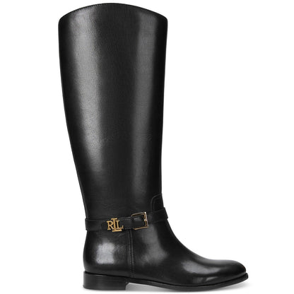 Lauren Ralph Lauren Brooke Tall Black Leather Riding Style Boots Sz 5, MSRP 275$