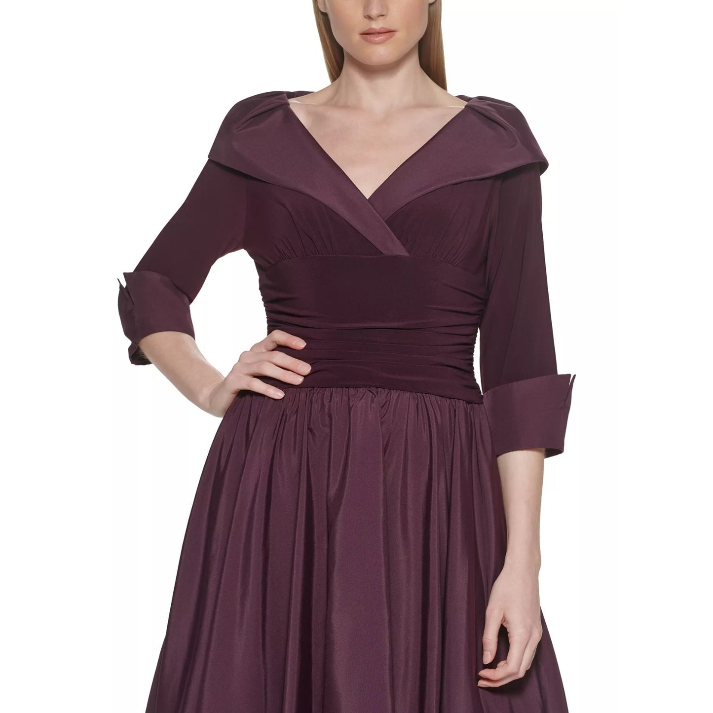 Jessica Howard Womens Purple 3/4-Sleeve Fit & Flare Dress Petite Size 4P