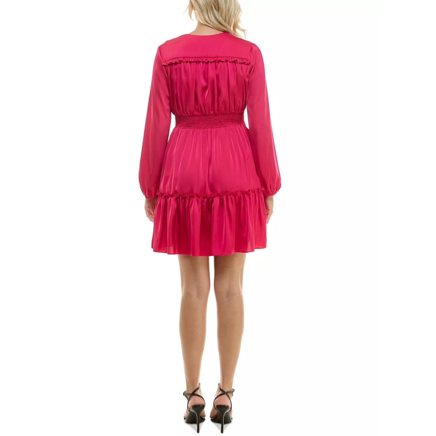 Taylor Petite Satin Belted Smocked Fit & Flare Dress SIZE 6P, MSRP: 128$
