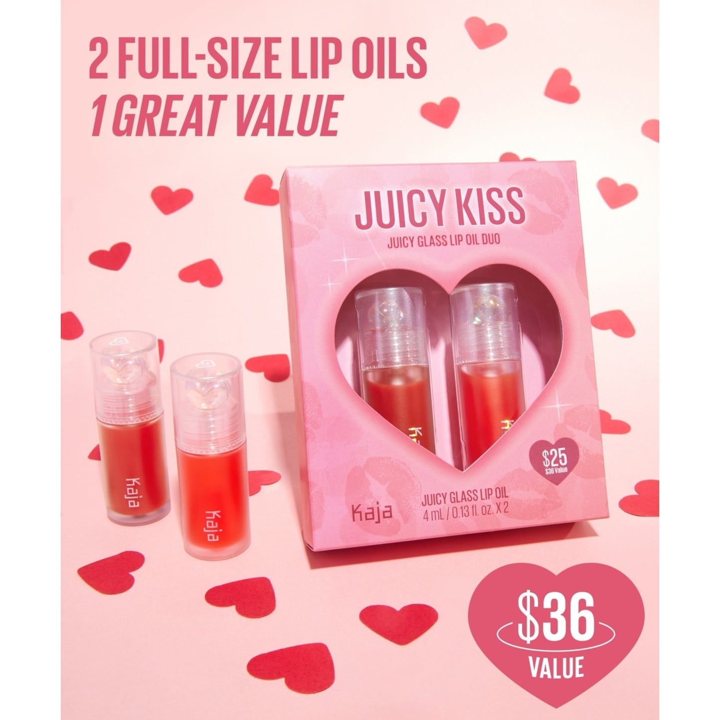 Kaja Juicy Glass Lip Oil FIG SMOOTHIE & PLUM PALOMA Jumbo Size Set 0.25oz 7.5mL