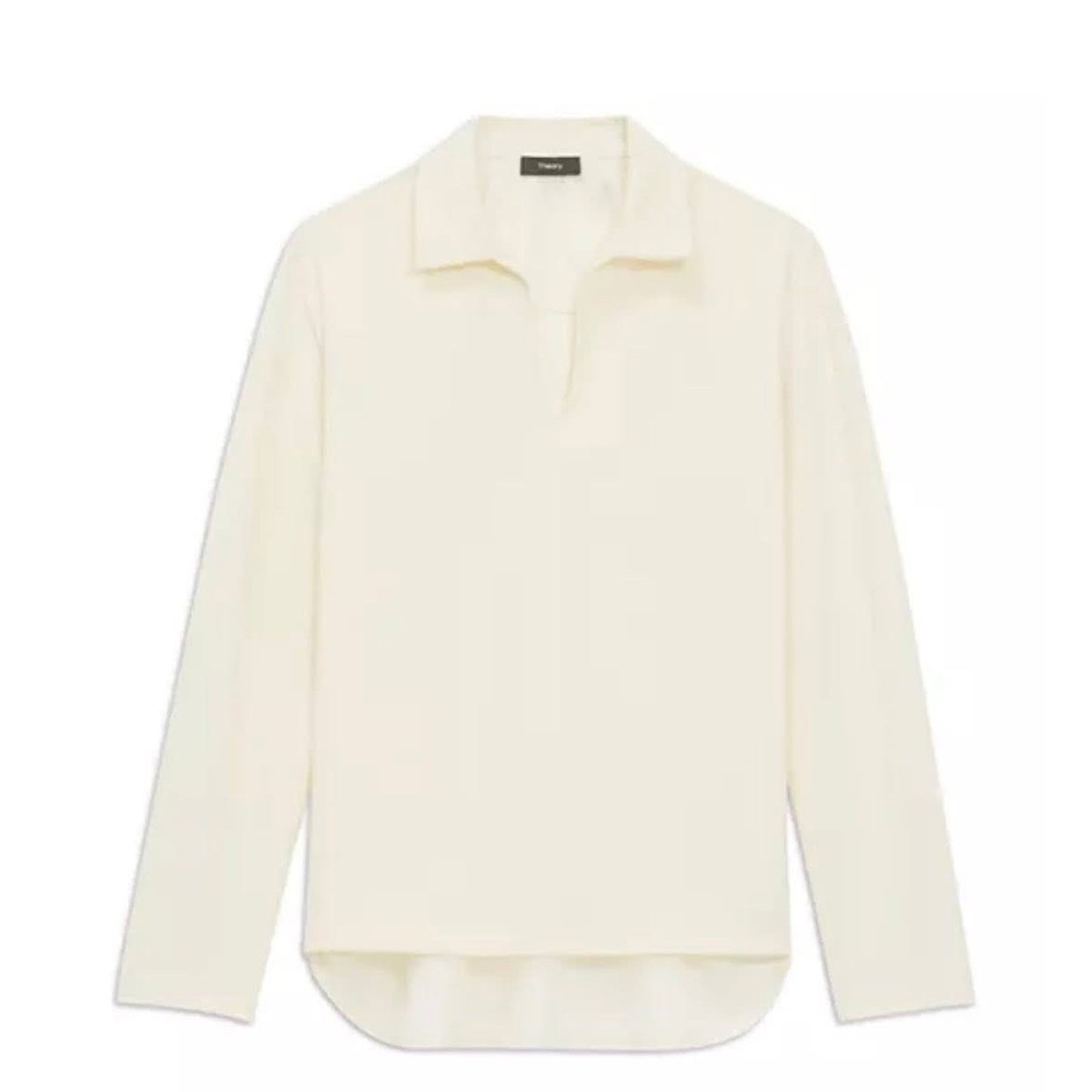 Theory Spread Collar Cotton Blend Popover Top in Cream Size XL, NEW