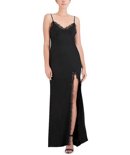 BCBGMAXAZRIA Womens Lace Trim Open Back Formal Evening Dress Gown, Size 8. NWT