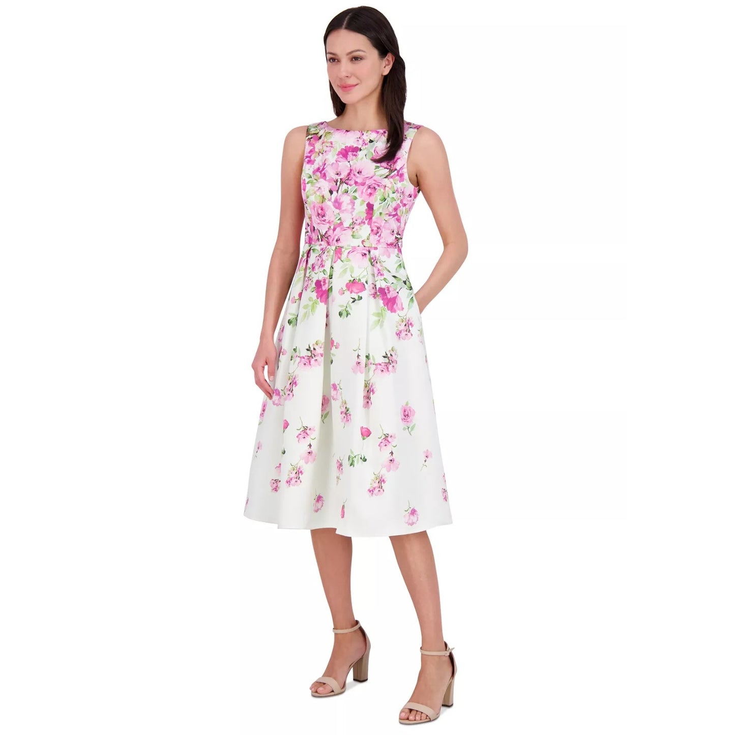 Eliza J Women's Printed Sleeveless Fit & Flare Dress - Pink , Size 4, MSRP: 188$