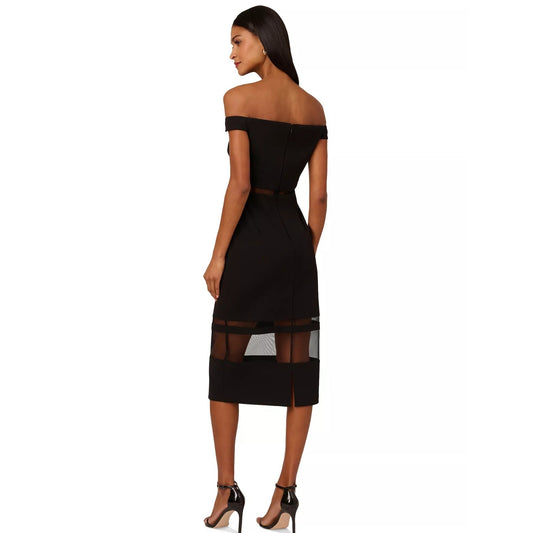 Adrianna Papell Women's Knit Crepe Midi Dress Black 6, NWT, MSRP: 199$