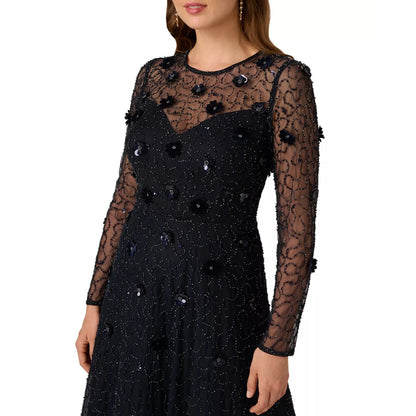 Adrianna Papell Women's Beaded Velvet Midi Dress, 12P, MSRP: 299$
