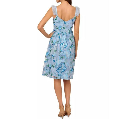 Adrianna Papell Women's Flutter-Sleeve Embroidered Dress Blui Size 8, MSRP: 179$